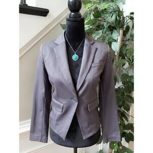 Petite Covington Essentials Blazer Jacket Women's S Gray Lined Single Breasted
